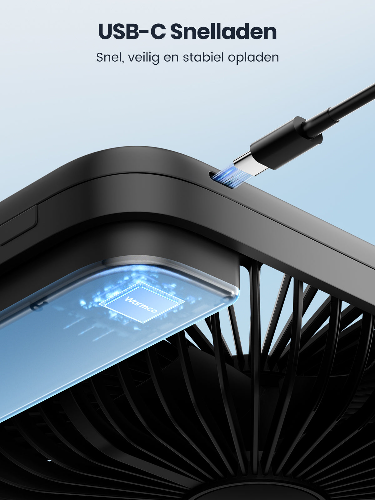 Warmco D3 draagbare ventilator - 7 inch - 10000 mAh