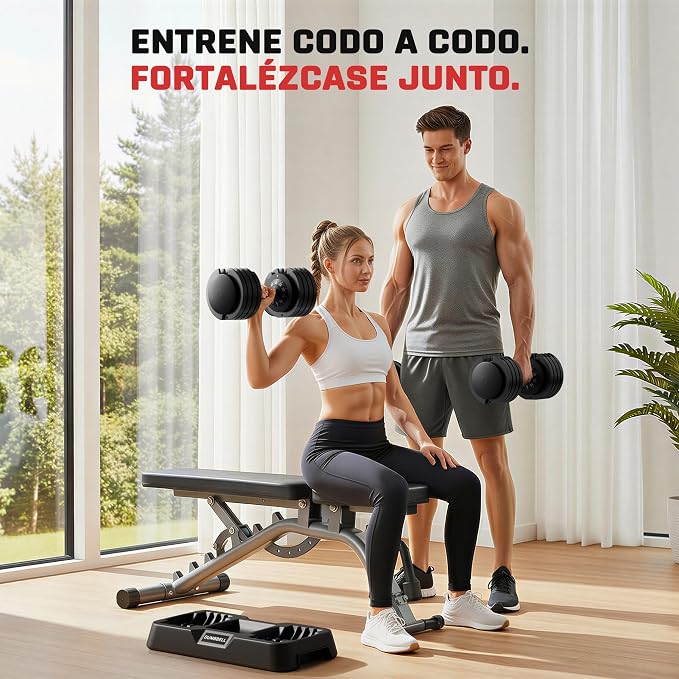 Yaheetech Verstelbare dumbbell - 5–25 kg - 1 stuk - 44 × 22 × 22 cm - Zwart/wit
