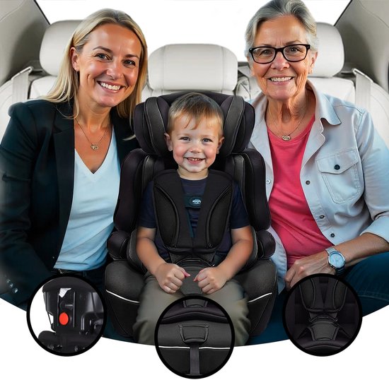 Oemmie Autostoel i-Size - Autostoeltjes - Kinderstoel Auto - Kinderzitje - Autozitje - Groep 1/2/3 (67-150cm) - Zwart