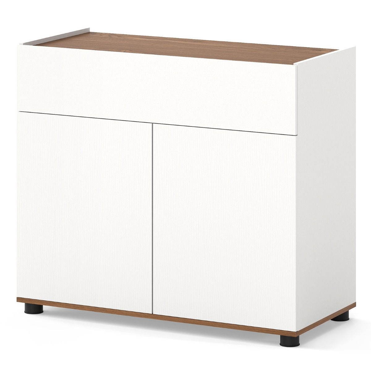 Coast Dressoir met opbergruimte - houten kast met lade en twee deuren - zwart/wit - 80 x 35 x 70 cm