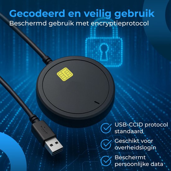 Nuvance Id Kaartlezer - eID Reader België - Voor Belgische Identiteitskaart, Bankkaart & Bedrijfspas - Identiteitskaartlezer Usb