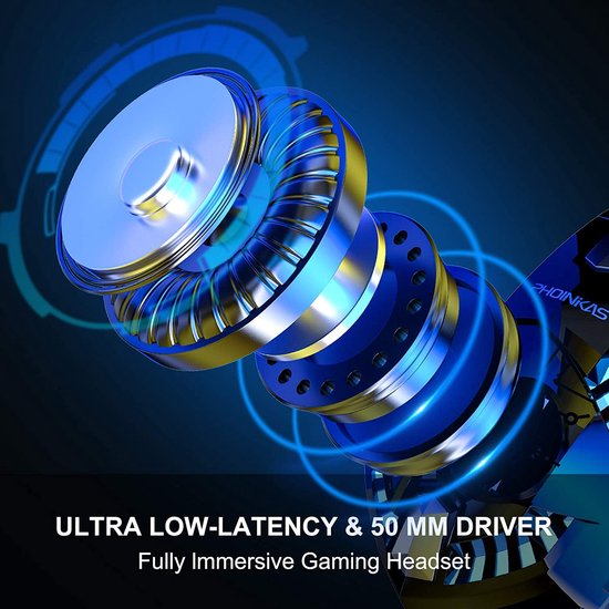 PHOINIKAS G2000 BT Bluetooth Laptop Gaming headset met microfoon Over-ear Koptelefoon - Zwart blauw