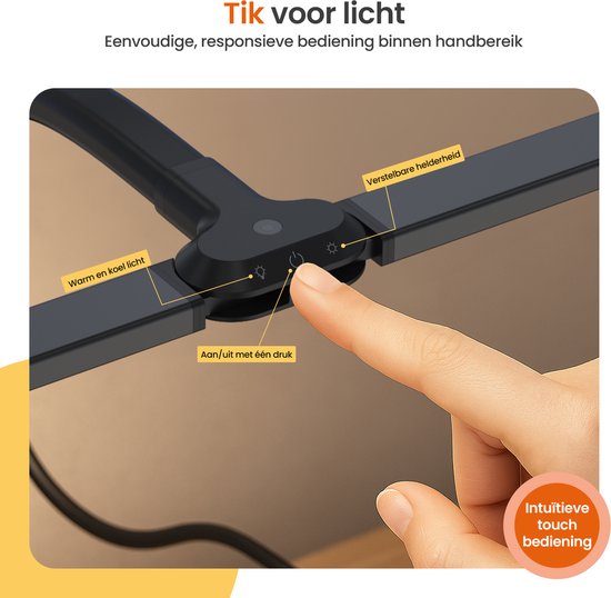Goliving Bureaulamp met Klem XL - 78 CM - LED Dimbaar met Afstandsbediening - Klemlamp - Tafellamp - Leeslamp - Flexibel - Ledlamp - Touch Bediening - Softclose - Zwart