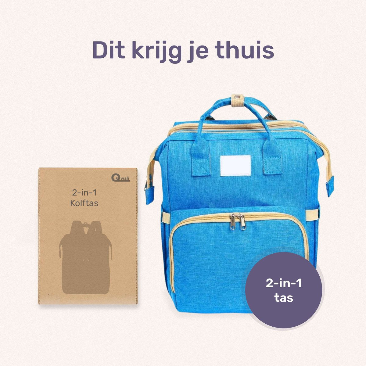Qwali Luiertas Uitschuifbaar tot Bedje - 7 Flessenhouders - Blauw Grijs