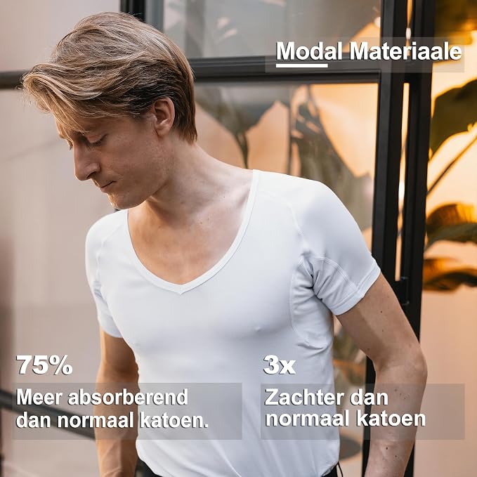 Fibershirts Anti Sweat Ondershirt Heren - Deep V-Neck - ArmPads PRO - Silver Treatment