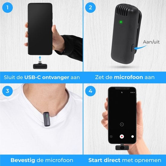 Nuvance - Draadloze Microfoon - 2 Stuks met Oplaadcase - Incl. Lighting Converter - Dasspeld Microfoon - Usb C - Lavelier Microfoon - Plug & Play