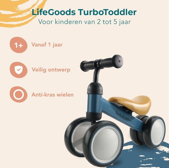 LifeGoods TurboToddler Loopfiets - Speelgoed Vanaf 1 jaar - Kinderstep - Marineblauw