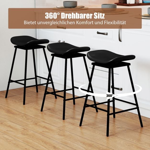 Coast Draaibare Barkrukken – Set van 2 – 43 x 45 x 71,5 cm – Bruin en Zwart