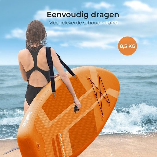 LifeGoods SUP Board - Luxe Set - met Zitje - Opblaasbaar Paddle Board - Max. 135KG - 320x81cm - Oranje
