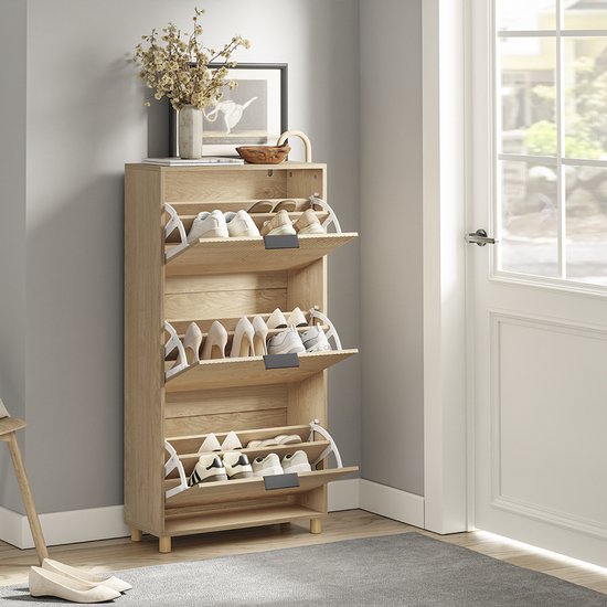SoBuy Schoenkast - Ladekast - Smal design - 3 laden - 120x24x60 cm | FSR213-N