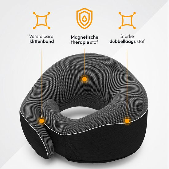 NOHRD Nekkussen Vliegtuig - Reiskussen - Zwart - Memory Foam - Incl. Oordopjes, Slaapmasker & Draagtas - Traagschuim - Neksteun