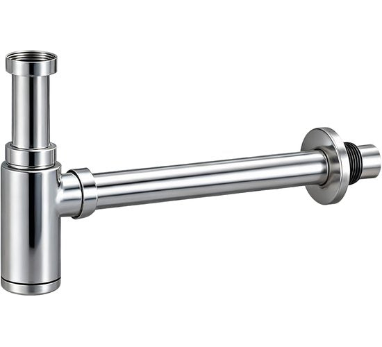 Mirlux - Verchroomde roestvrijstalen sifon - Universele wastafelsifon Ø32 mm - Verstelbaar 300 x 243 mm - Inclusief muurrozet - Design sifon voor wastafel en gootsteen