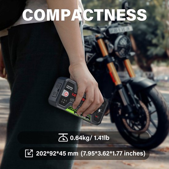 Lokithor Jumpstarter J1350 PRO - 12V 1350A LiFePO4 - Powerbank 30W - Voor Auto, Benzine tot 6,5L & Diesel tot 3,5L - LED Zaklamp