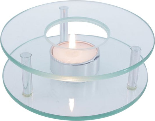 Theepot rechaud/warmhoudplaat - glas - theelichtje - D12 x H4 cm