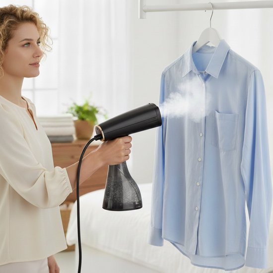 HomeShift Kledingstomer - Stoomapparaat - Handstomer - Voor Kleding en Meubilair - 380ML - Zwart