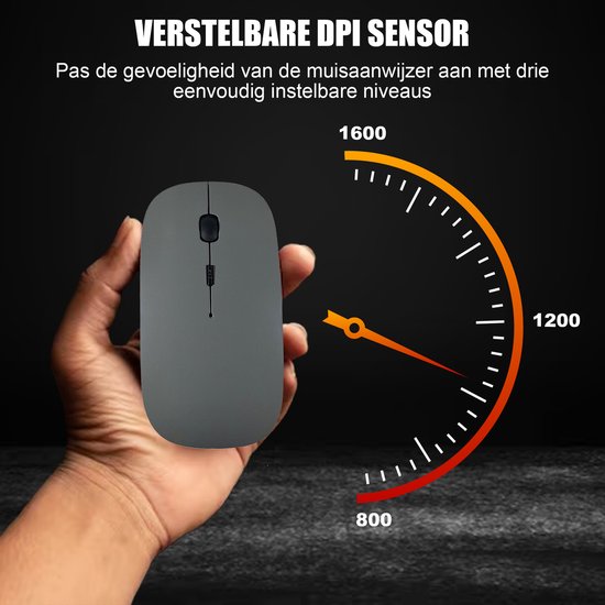 K&L Draadloze Muis - Draadloze Bluetooth Muis Laptop - Stil - Oplaadbaar - Grijs
