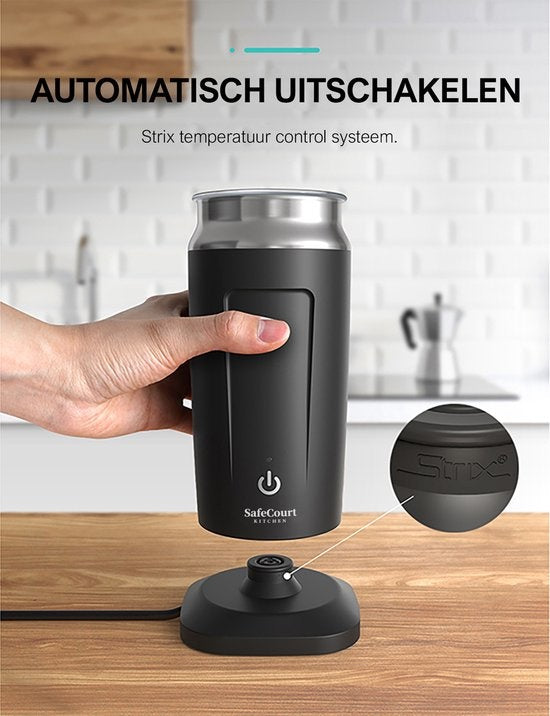 Safecourt Kitchen Melkopschuimer – 4-in-1 & Opschuimen/Verwarmen – 500 W – 14,4 x 11,3 x 19,9 cm – Zwart