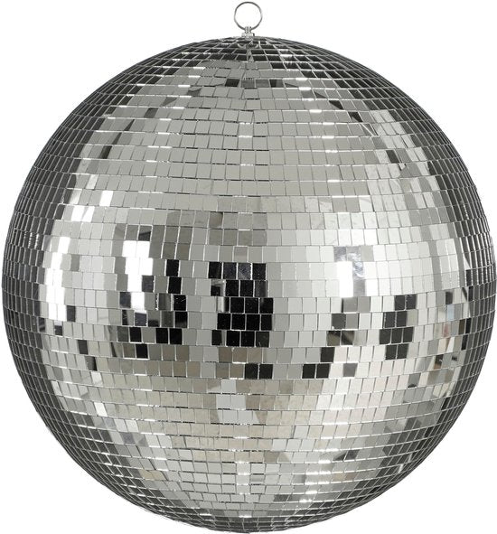 Mica Decorations Discobal Kerstornament - Kerstballen voor Sfeervolle Kerstversiering in Huis - Kerstboomversiering met Spiegelglans Effect - Ø50 cm - Zilver - Voorgemonteerd