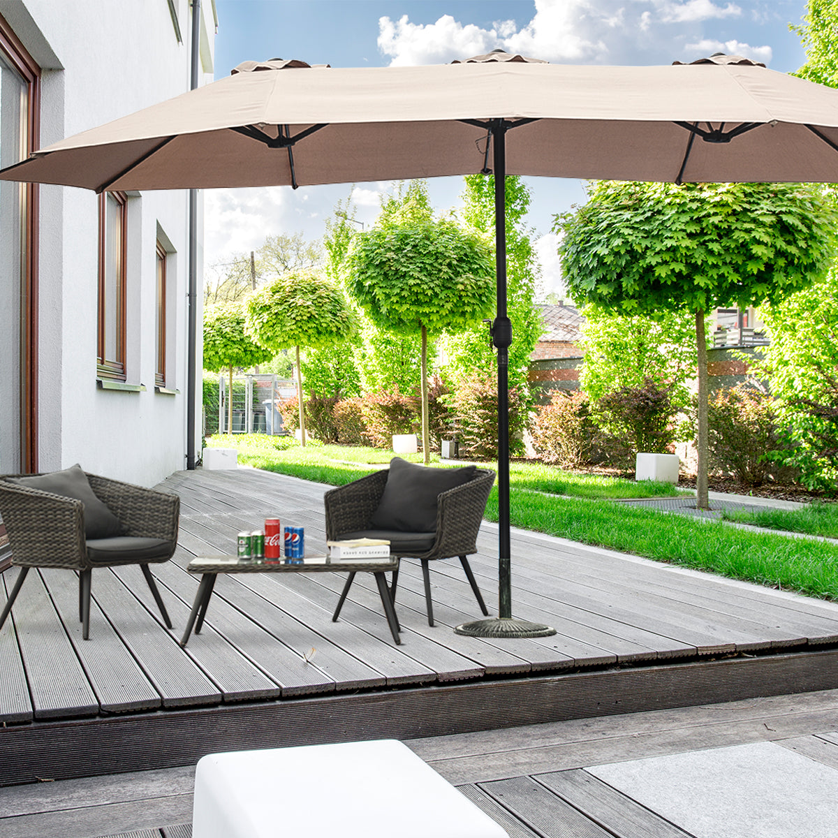 Coast Dubbele Parasol - Ø480 cm - Beige