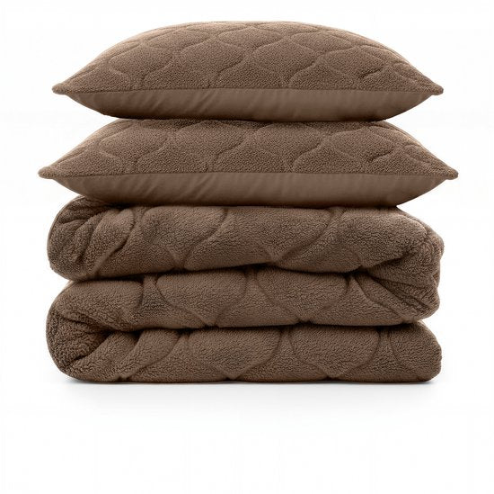 Sleeptime 2 in 1 Teddy Premium Dekbed zonder Overtrek - Dekbed Inclusief Slopen - 200 x 200 cm - Taupe/Bruin