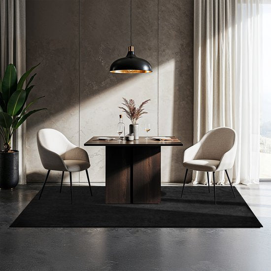 tectake® Kortpolig Vloerkleed - 120 x 170 cm - Zwart - Tapijt voor Woonkamer, Slaapkamer, Eetkamer - Onderhoudsvriendelijk en Wasbaar - Antislip Ondertapijt - Allergievriendelijk - Diverse maten en kleuren