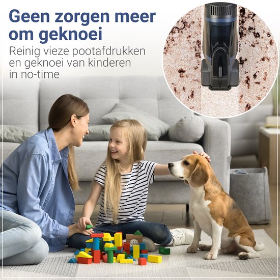 Innovixpro® Tapijtreiniger – Vlekkenreiniger – Krachtige – Bank reiniger – Reinigingsmachine – Sproeifunctie – 2 Opzetstukken – 45 Minuten Accuduur – Draadloze Vlekkenreinger ! – Zwart