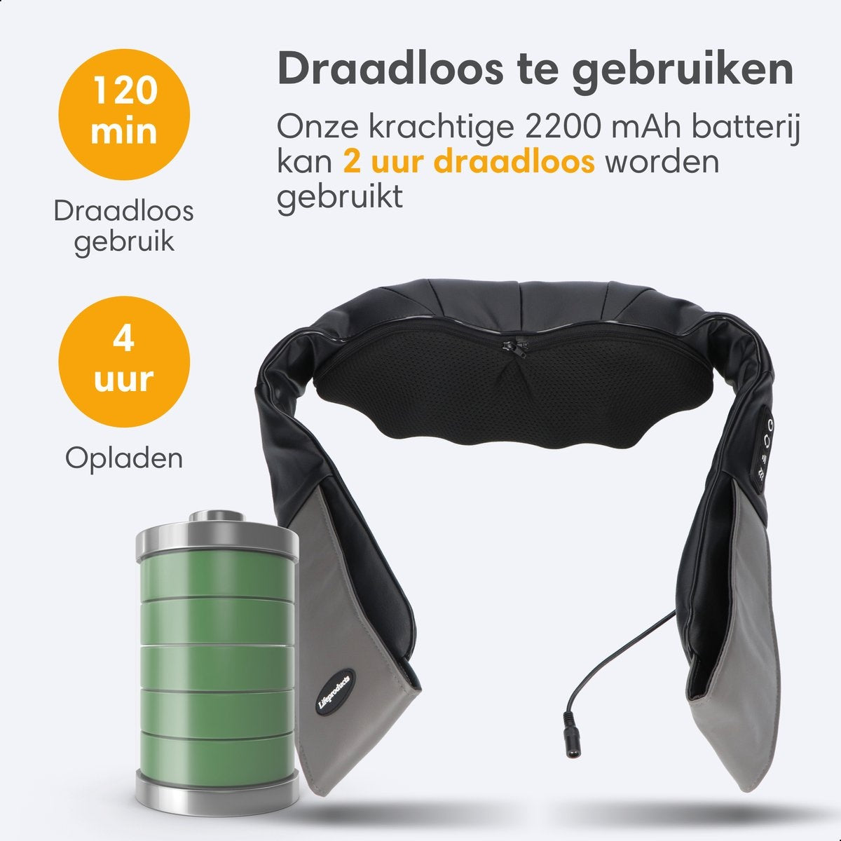 Shiatsu Massagekussen Draadloos - Elektrisch Nekmassage Apparaat - Massage Apparaten - Nek en Schouder Massage Apparaat - Massageapparaten met Infrarood Verwarming