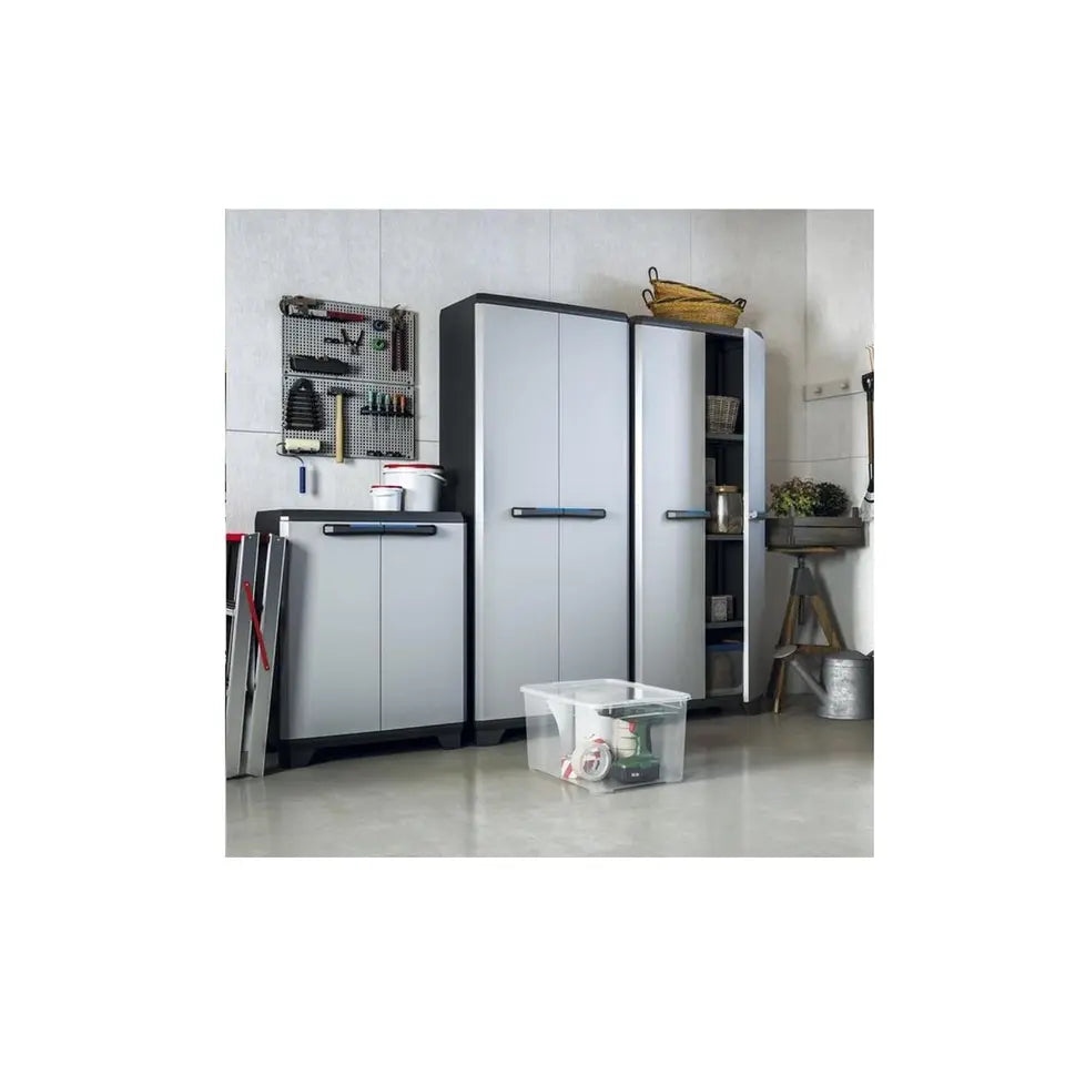 Keter Linear Opbergkast - Hoog - 3 Verstelbare Planken - 68 x 39 x 173 cm - Zwart/Grijs