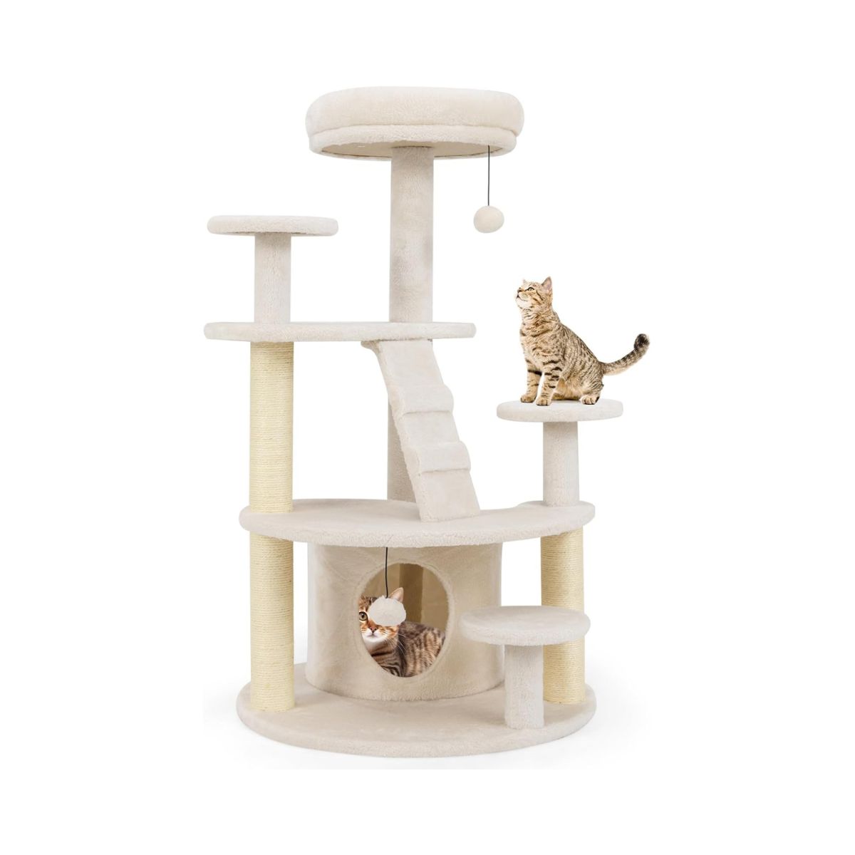 Coast Kattenboom - Multi-level kattentoren met krabpalen en hangbal - 64 x 60 x 101 cm - beige