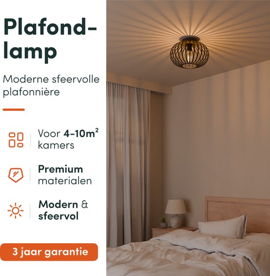 Nolt Plafondlamp Zwart - Plafonniere E27 Lamp - Industrieel - ⌀ 30cm