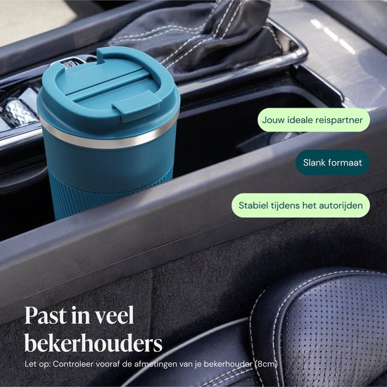 Castagnola Thermosbeker - Koffiebeker To Go - Travel Mug voor Koffie en Thee - Theebeker - 510 ML - RVS - Blauw