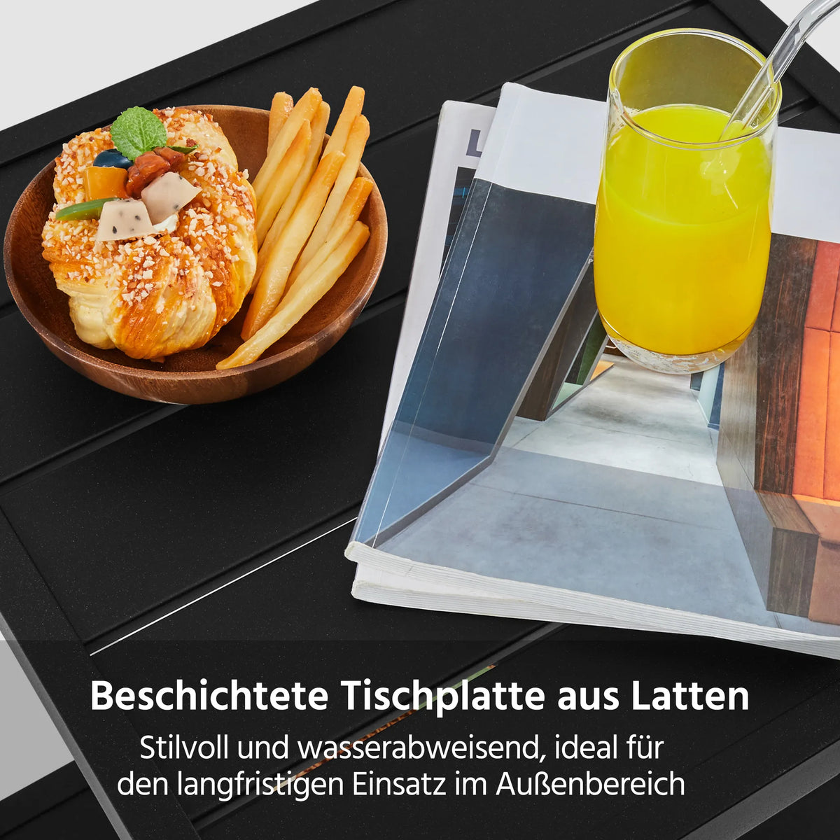 Yaheetech Gartentafel 2-laags Beisteltafel 45 × 45 × 54 cm Zwart
