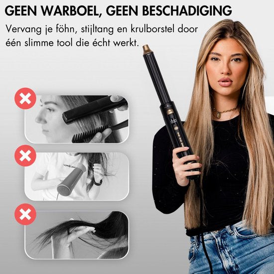 Sansbeauté® 9-in-1 Airstyler met Diffuser - Multistyler - Föhnborstel Kort Haar - Haarkruller - Haarstyler - Haardroger - Warmteborstel - Krulborstel - Krultang - Haarstijler - Stijlborstel - 5 in 1 Hairstyler