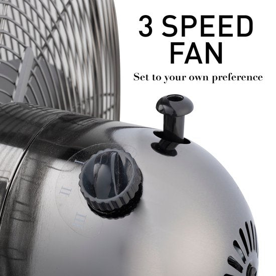 Lifetime Air Statiefventilator - 230V - Hoogte 125-145 CM - Driepoot Statief - 3 Snelheden - Oscillerende Functie - Kantelbaar - Zilver