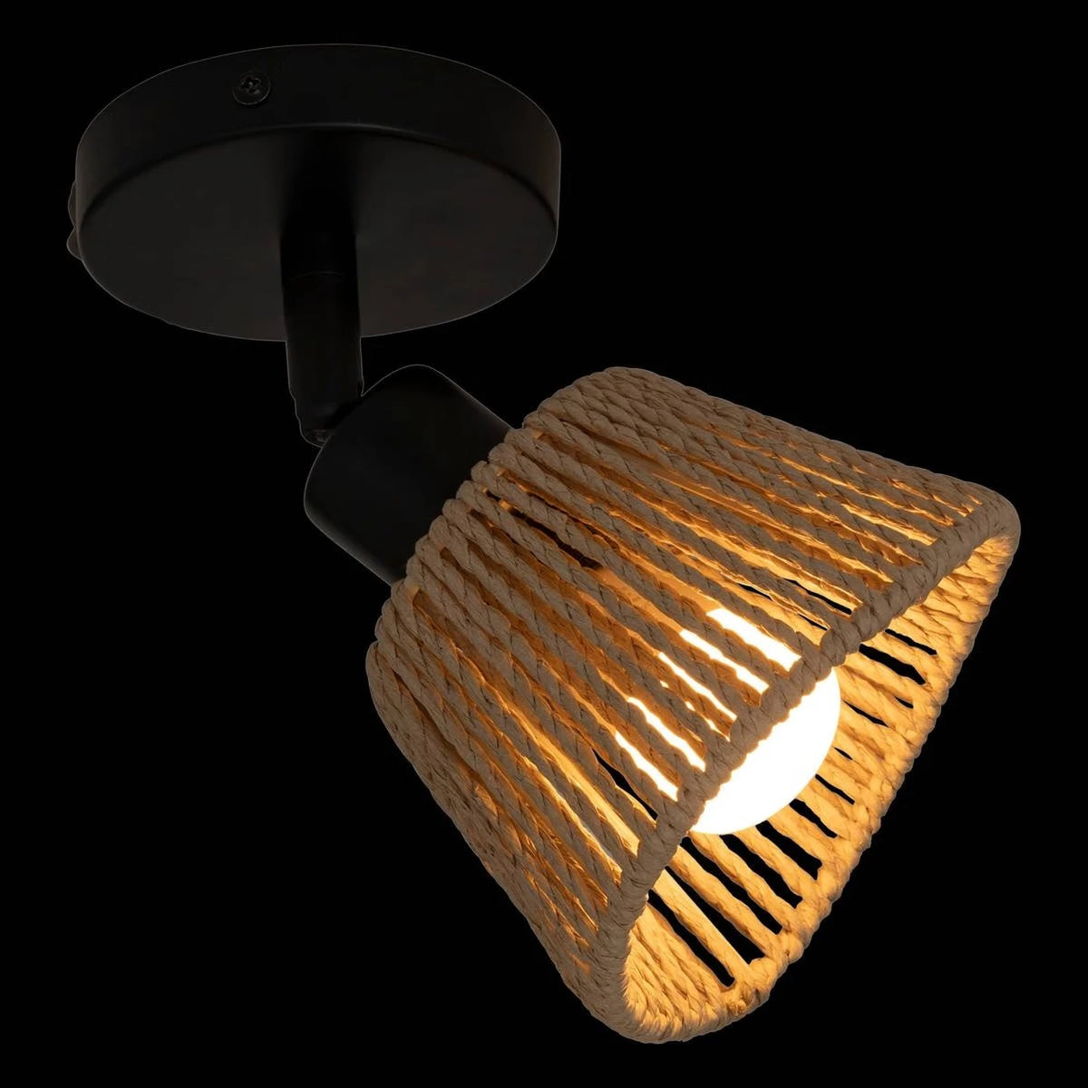 Atmosphera Myha Wandlamp – Verstelbare Spot – Metaal & Touw – E14 – 10 cm