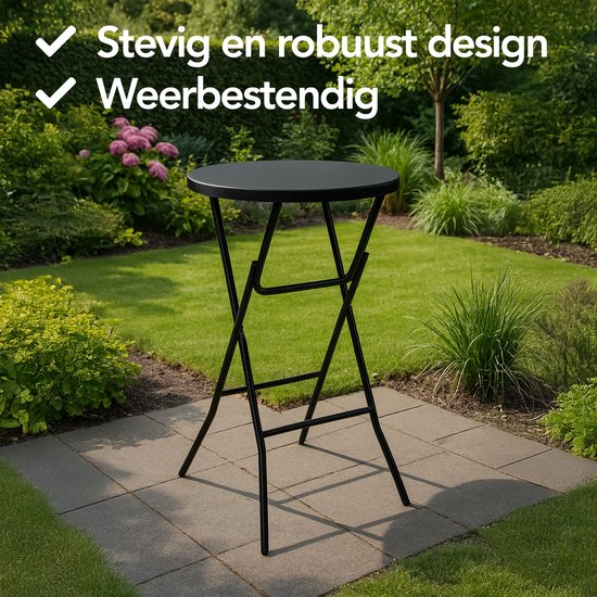 Brixy 2x Stevige Zwarte Statafels - Partytafel - Robuust en Weersbestendig - Inklapbaar - 80cm x 110cm - Feest