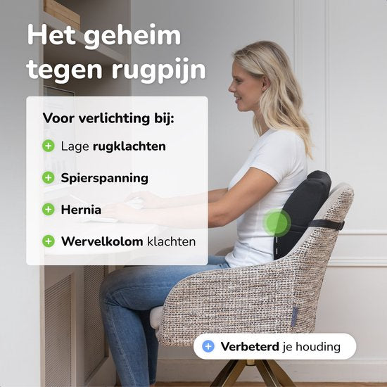 Alyze Ergonomische Rugkussen - Lendekussen Auto - Onderrug - Leeskussen - Traagschuim - Rugsteun Bed & Bank - Orthopedisch Steunkussen met Wasbare Hoes
