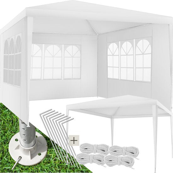 Tectake Partytent - Paviljoen - Opvouwbaar - Met Zijwanden - Waterdicht - 300 x 300 cm – Wit