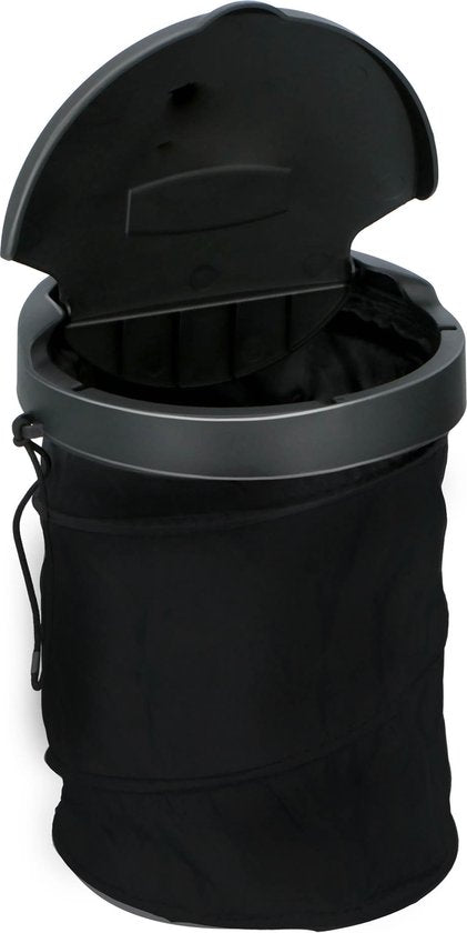 Dunlop Auto-Afvalbak - Opvouwbaar - 16 cm - met Deksel - voor aan het Dashboard of op de Vloer