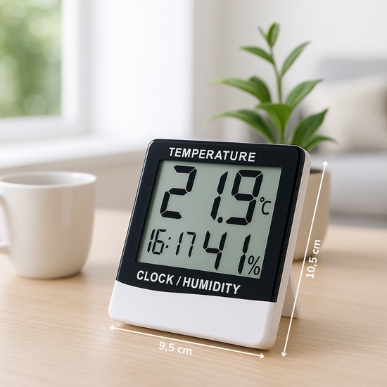 Grundig Weerstation Digitaal - Thermometer Binnen en Buiten met Hygrometer - Weerstation Binnen en Buiten met Klok en Alarm - LCD Display - 9.5 x 10.5 x 2 cm - Wit/Zwart