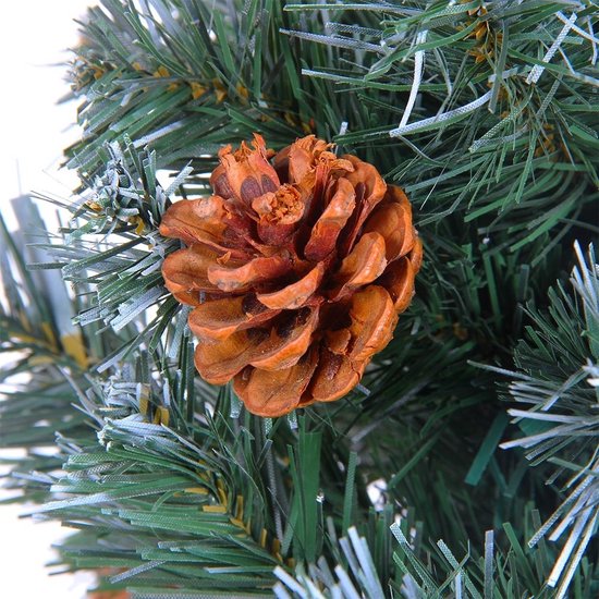 Casaria Kerstboom 180cm PVC – Sneeuw Effect Denneappels - Groen-Wit