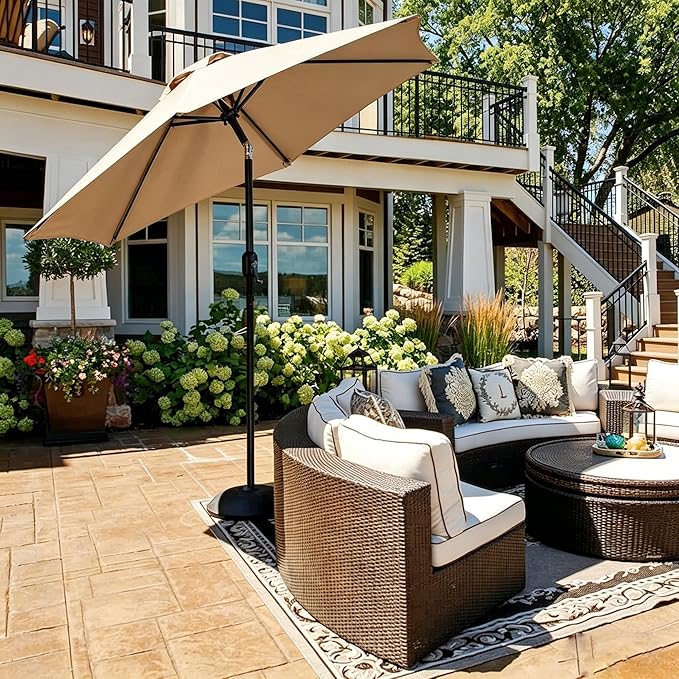 Yaheetech Parasol Ø230 cm - Waterafstotend - Kantelbare Tuinparasol met Slingermechanisme
