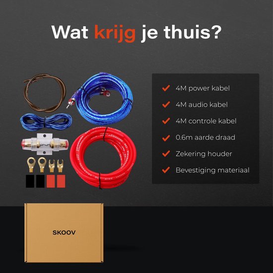 Subwoofer Kabelset - Compleet Audio Bedradingsset - Geschikt voor Autogeluidssystemen - Skoov