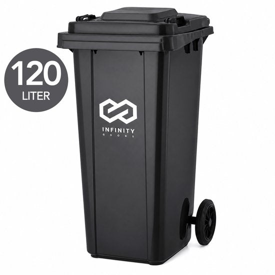Infinity Goods Kliko 120L - Afvalcontainer - Rolcontainer - Kunststof Mini Container - Met Wielen - Grijs