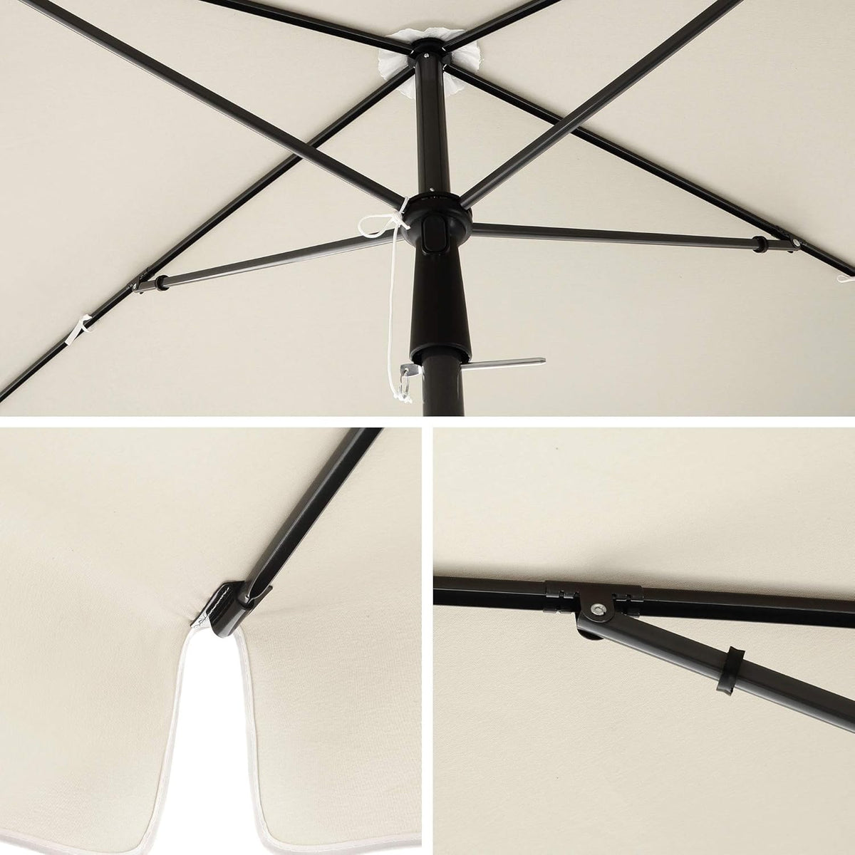 SONGMICS Rechthoekige Balkonparasol 200 x 125 cm, Beige, UV-bescherming tot UPF 50+, Kantelbaar