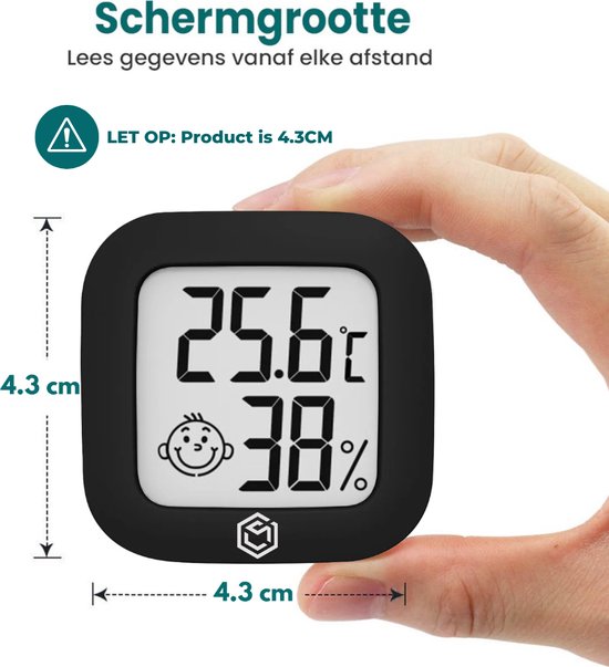 Ease Electronicz hygrometer - Weerstation - Luchtvochtigheidsmeter - Thermometer Voor Binnen - Incl. Batterij en Plakstrip