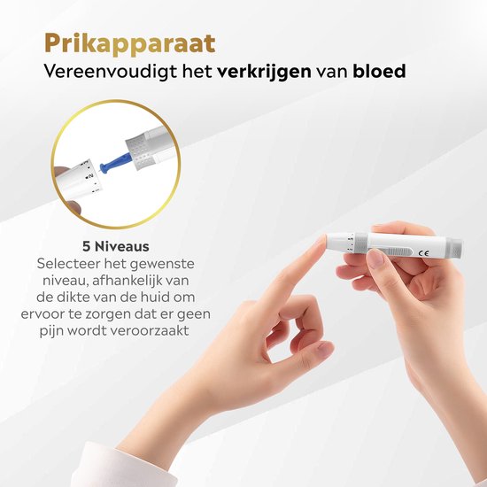 MostEssential Premium Glucosemeter Startpakket - Bloedsuikermeter - Bloedglucosemeter - Diabetes Meter - Alles in één set - Inclusief Opbergtas, Prikpen, 10 Teststrips & 10 Lancetten