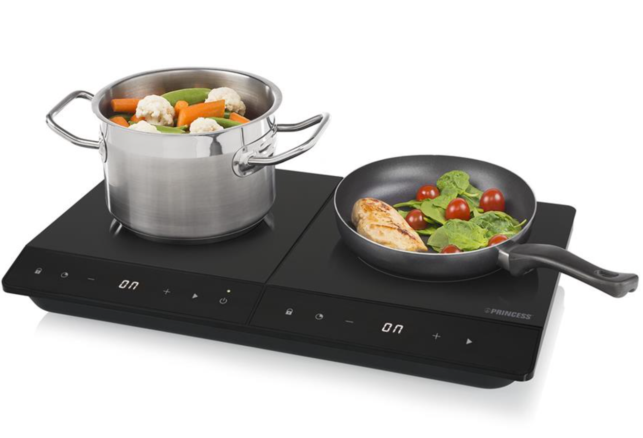 Princess 303031 Dubbele Inductiekookplaat - 3500W - Digitaal Display - Kookzone 19 cm - Zwart