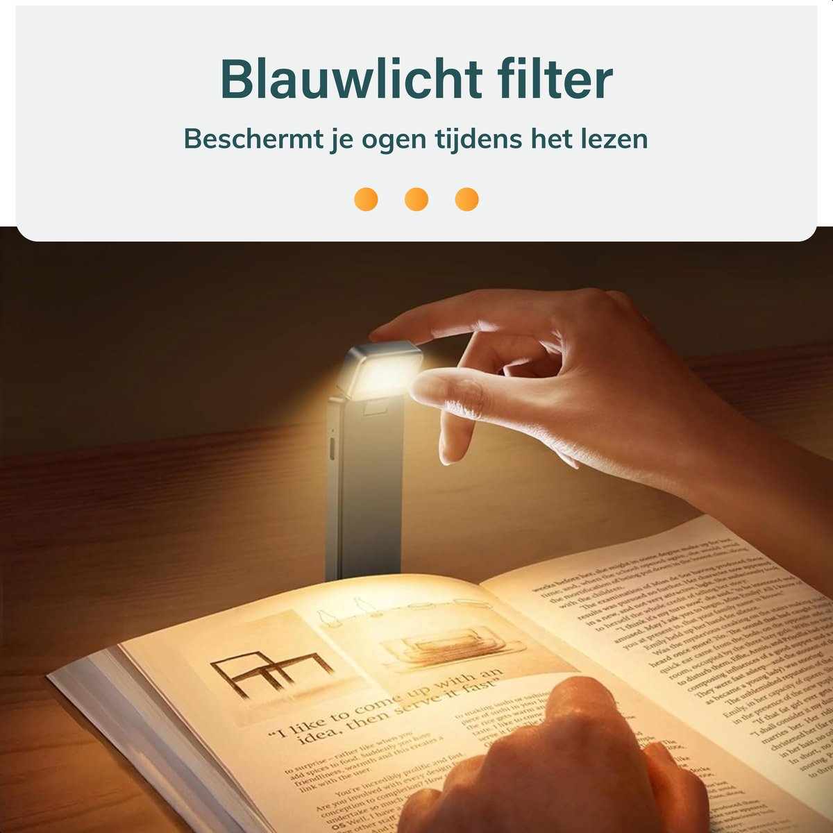 Skoov LED leeslampje met klem - zwart - 3,6 x 1,4 x 11,5 cm - 80 uur leesplezier - dimbaar - USB-C oplaadbaar