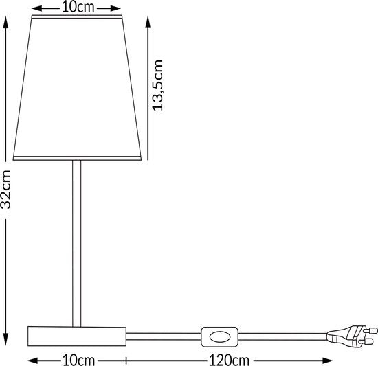 Monzana Nachtlamp 2 Stuks - met Stoffen Kap 32cm - Antraciet